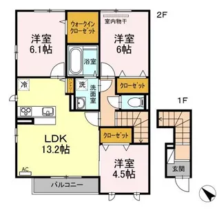 カーサ ルミナスⅢ A棟【2階】の間取り