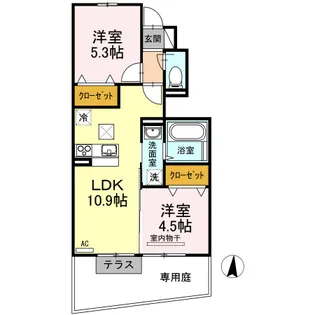 2LDKの間取り画像