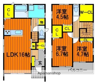 岡山県岡山市北区田中【一戸建】の間取り