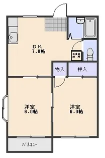 リバーサイドハイツB【2階】の間取り