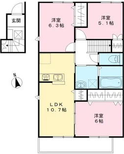 ユアメゾン益野 A【203号室号室】の間取り