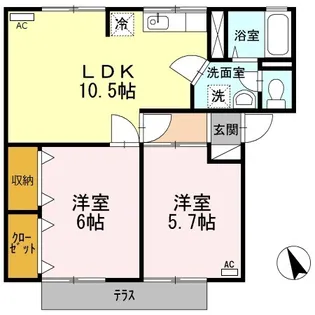 エバーグリーン A棟【1階】の間取り