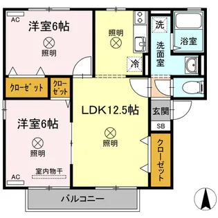 フルール高柳 A棟【2階】の間取り