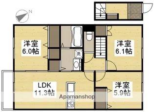コーポアズD棟【2階】の間取り