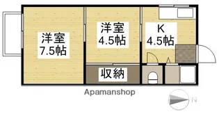 リバティアパート【1階】の間取り