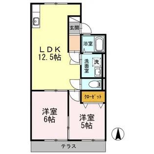 コーポラス雄町【1階】の間取り