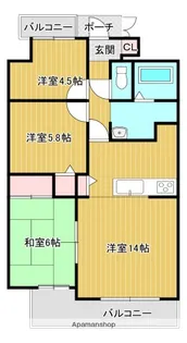 クリーンピア倉敷老松【6階】の間取り