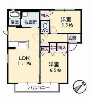 グラスガーデン B棟【2階】の間取り