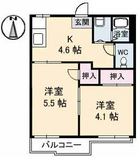 ハイツあかね B棟【201号室】の間取り