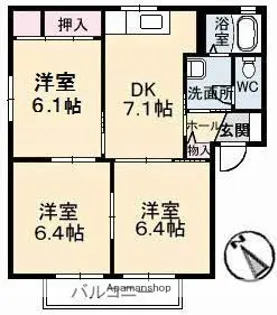 まるハウス B棟【1階】の間取り