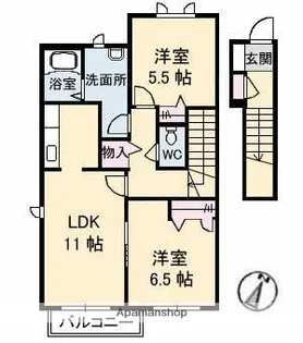 ノースヴェレッジ Ⅴ C棟【2階】の間取り
