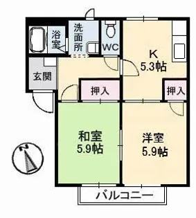 フレグランス倉敷【2階】の間取り