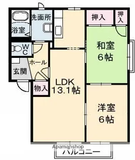 コーポ・アルカディアA棟【1階】の間取り