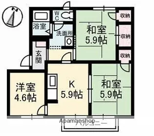 フレグランス福島 A棟【1階】の間取り