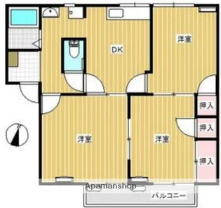 ハッピーハイツA棟【2階】の間取り