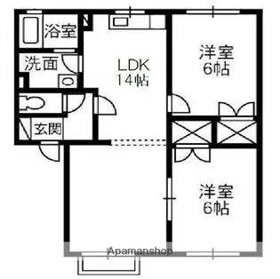 アンソレイエ・メゾン A【1階】の間取り