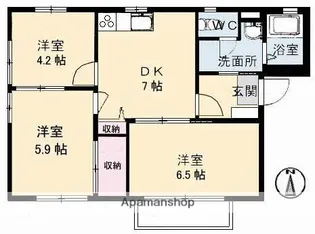 ルナール玉島 A棟【1階】の間取り