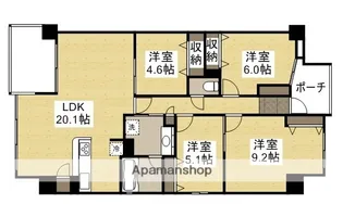 ビウェル倉敷中央通り弐番館【10階】の間取り