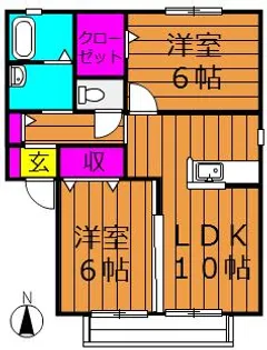 エバーグリーンオーク【1階】の間取り