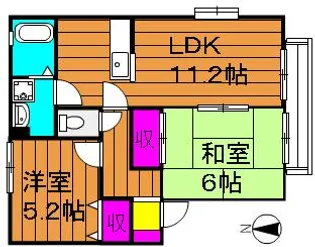 ヴィアーレ中畝 A【202号室号室】の間取り