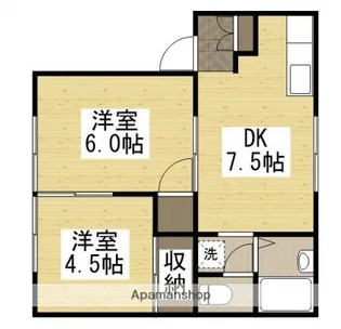 プレジール貝吹【202号室】の間取り