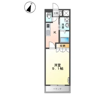 スタジオフラット【2階】の間取り