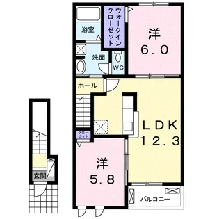 グランパス 船穂 B【2階】の間取り