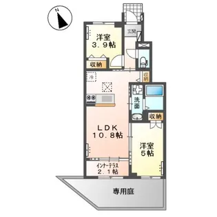 オーガスタ Ⅱ【105号室】の間取り