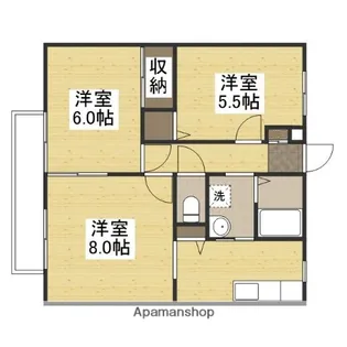 カサデフェリスB【202号室】の間取り