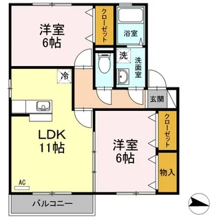 ライフモア守上 B棟【2階】の間取り
