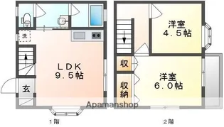 岡山県倉敷市中島【テラスハウス】の間取り
