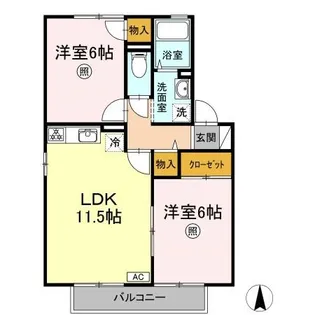 ソワール ド オウジ A棟【2階】の間取り