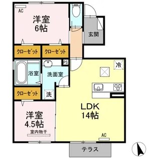 サンハートピア B棟【1階】の間取り