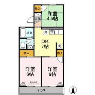 パレーシャル金谷【1階】の間取り