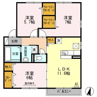 クオーレ B棟【1階】の間取り