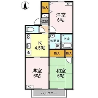セジュールふじい B棟【B201号室】の間取り