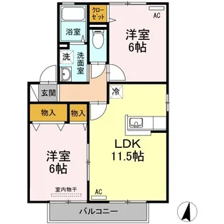 サニープレイン A・B・C C棟【2階】の間取り