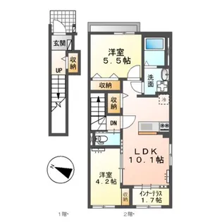 プレミエール岡ノ堂【2階】の間取り