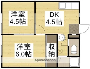 DUCK HOUSE中島B棟【103号室】の間取り