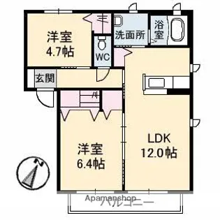 シャーメゾン箕島【2階】の間取り