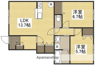 ラ・ペジブルC【1階】の間取り