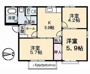 ピュア チェーレ A棟【2階】の間取り