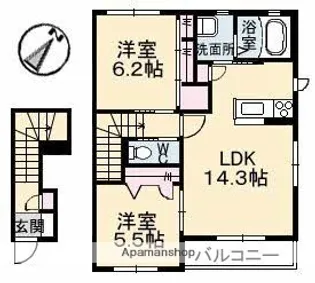 アクアヴィーヴォ A棟【2階】の間取り