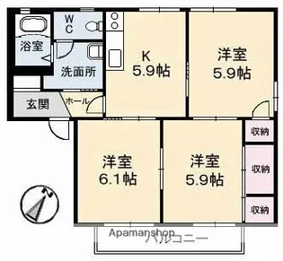 ディアス アリキ【1階】の間取り