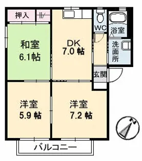 メゾン デラ W B棟【2階】の間取り