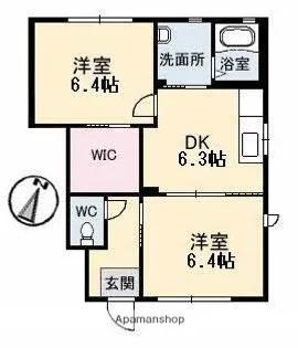 プラセール花華 A棟【1階】の間取り