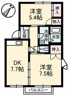 カーサ・ビアンカ【2階】の間取り