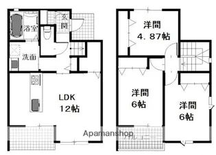 岡山県倉敷市児島上の町2丁目【テラスハウス】の間取り