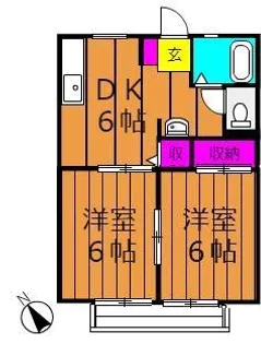 サンライフひろみね A【102号室号室】の間取り