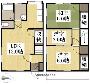 岡山県倉敷市老松町1丁目【テラスハウス】の間取り